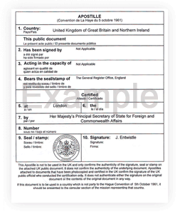 Example apostille